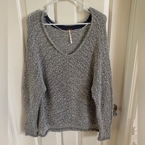 Free People Black & White Knit Sweater, Size Extra Small